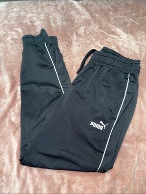Puma Black Joggers with White Piping and hand pockets Small